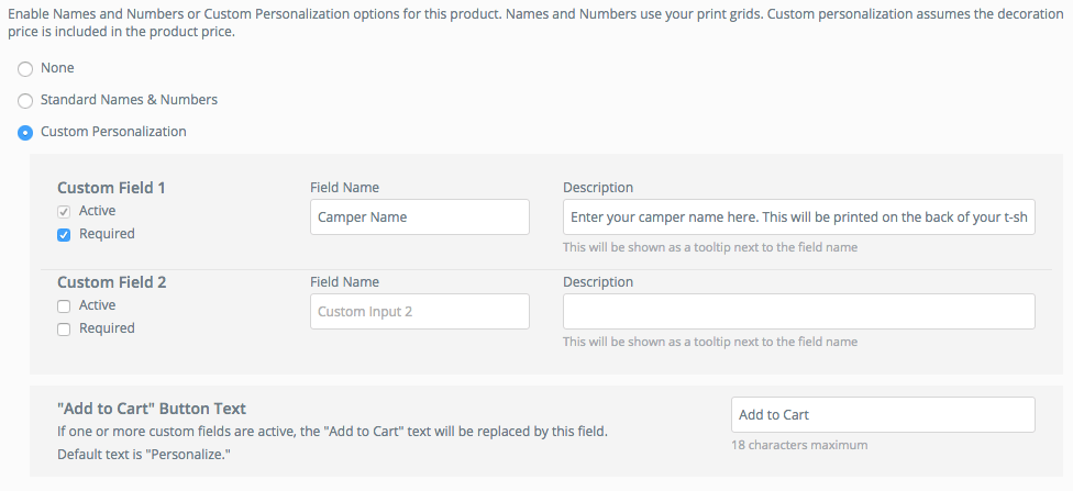 Custom Personalization Options