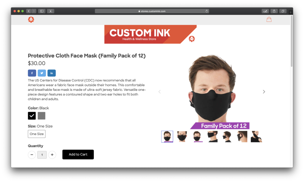 Customink Cloth Face Masks