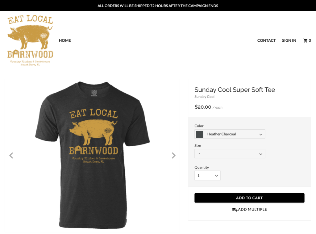 Support Local Eat Local Barnwood BBQ T-Shirt Fundraising Software