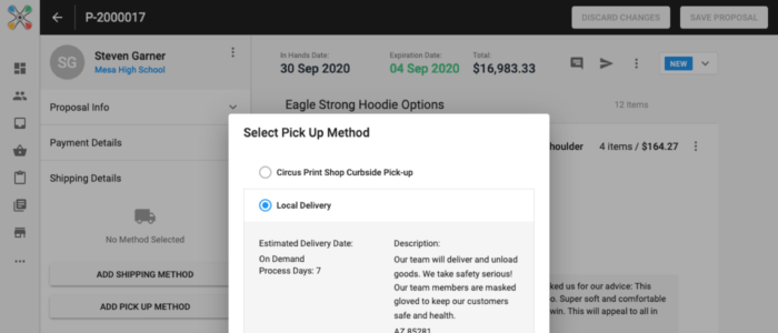 New InkSoft Proposals Feature: Set Default Reusable Pick-up And Delivery Methods