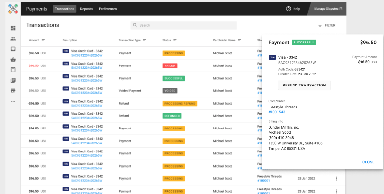InkSoft Payments transaction history